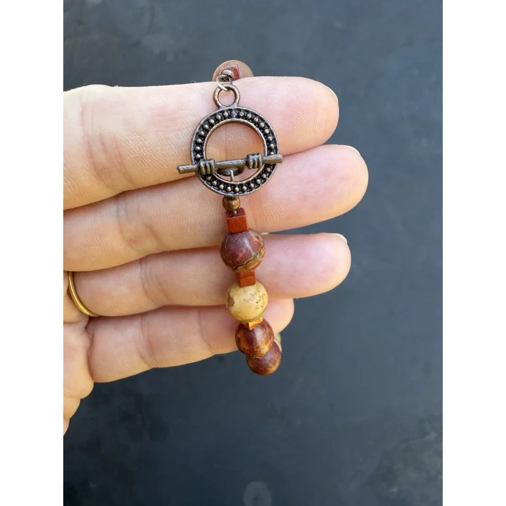 Handmade‎ Beaded Gemstone Necklace Toggle Clasp 19
